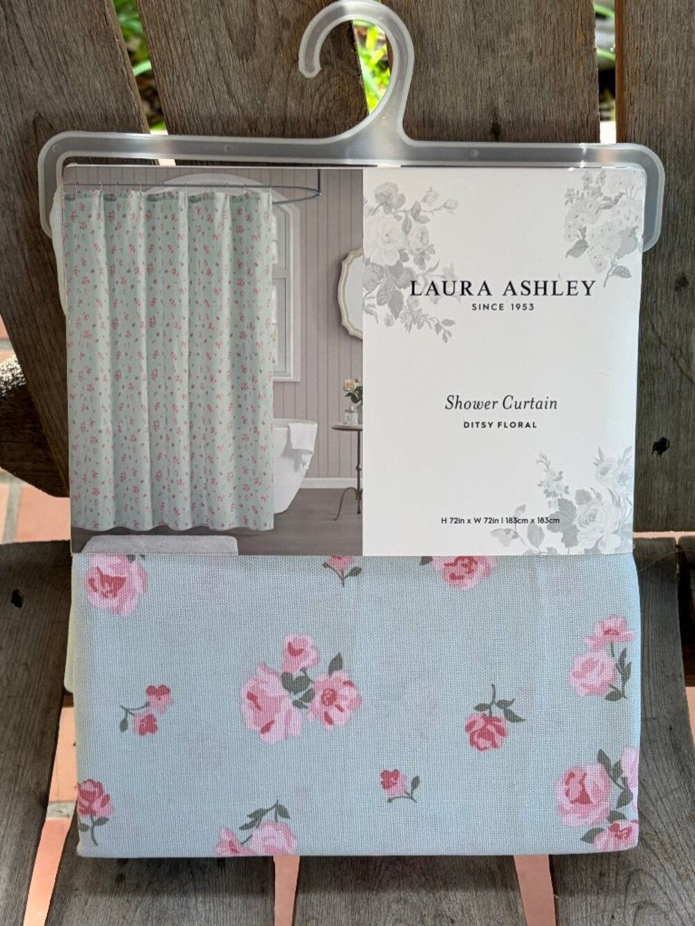 Laura Ashley Ditsy Floral 100% Cotton Shower Curtain Pink Green 72x72"
